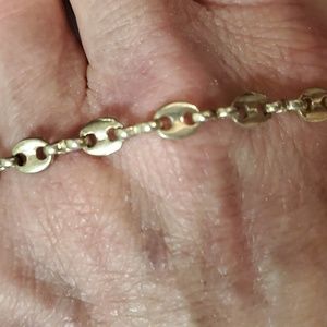 Vintage 90s Napier Gucci/Puffed Mariner Chain Link Minimalist Silver Bracelet 8"